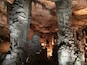 The namesake stalactites forming the "cathedral" within Cathedral Caverns