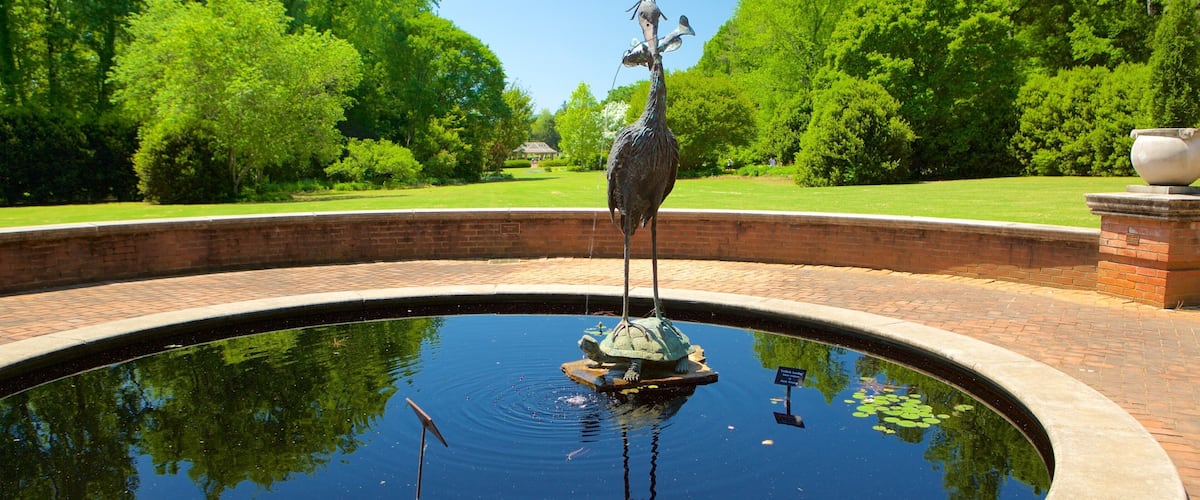 Huntsville Botanical Garden das einen Park und Springbrunnen