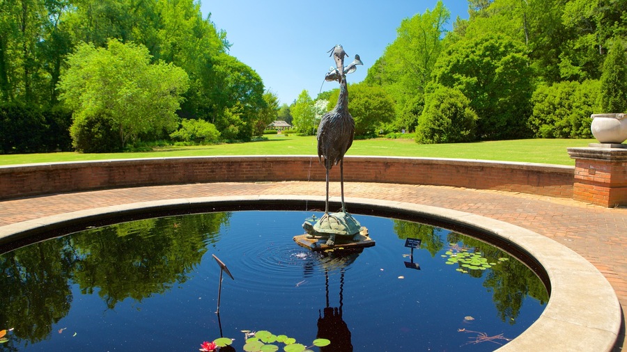 Huntsville Botanical Garden showing a garden and a fountain
