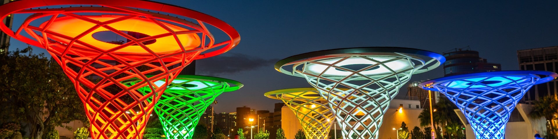 Hong Kong SAR showing night scenes and outdoor art