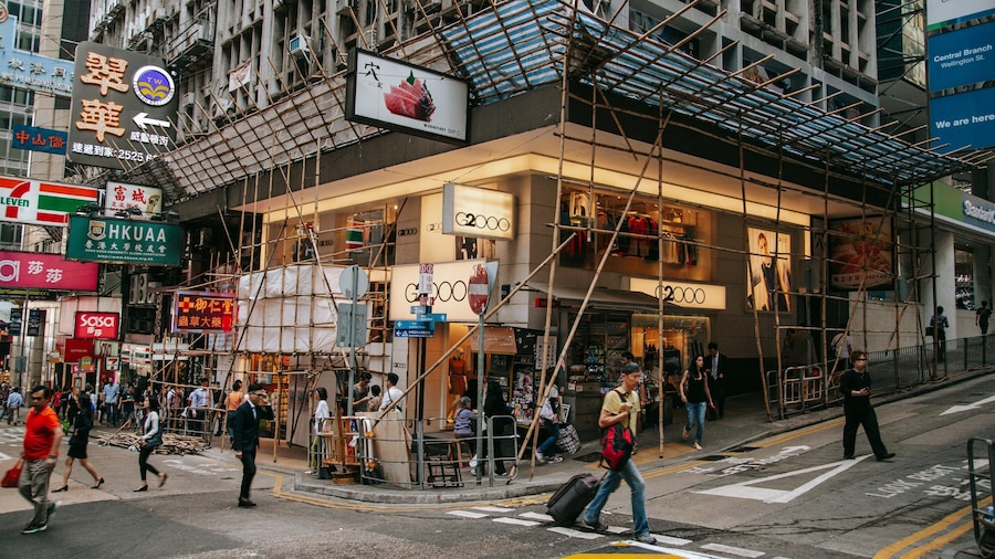 Lan Kwai Fong which includes a city and street scenes