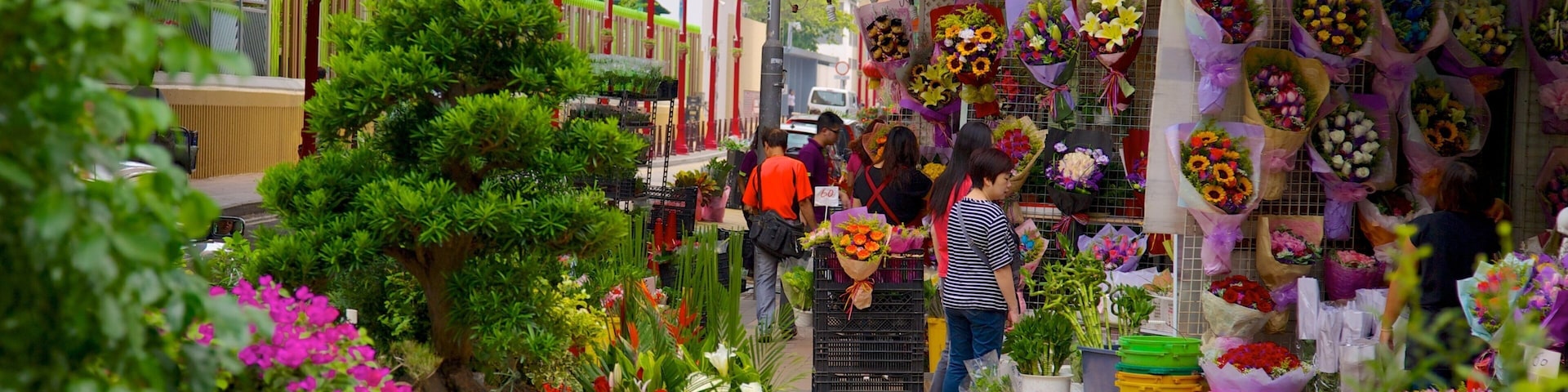 Yuen Po Bird Market ofreciendo flores y mercados