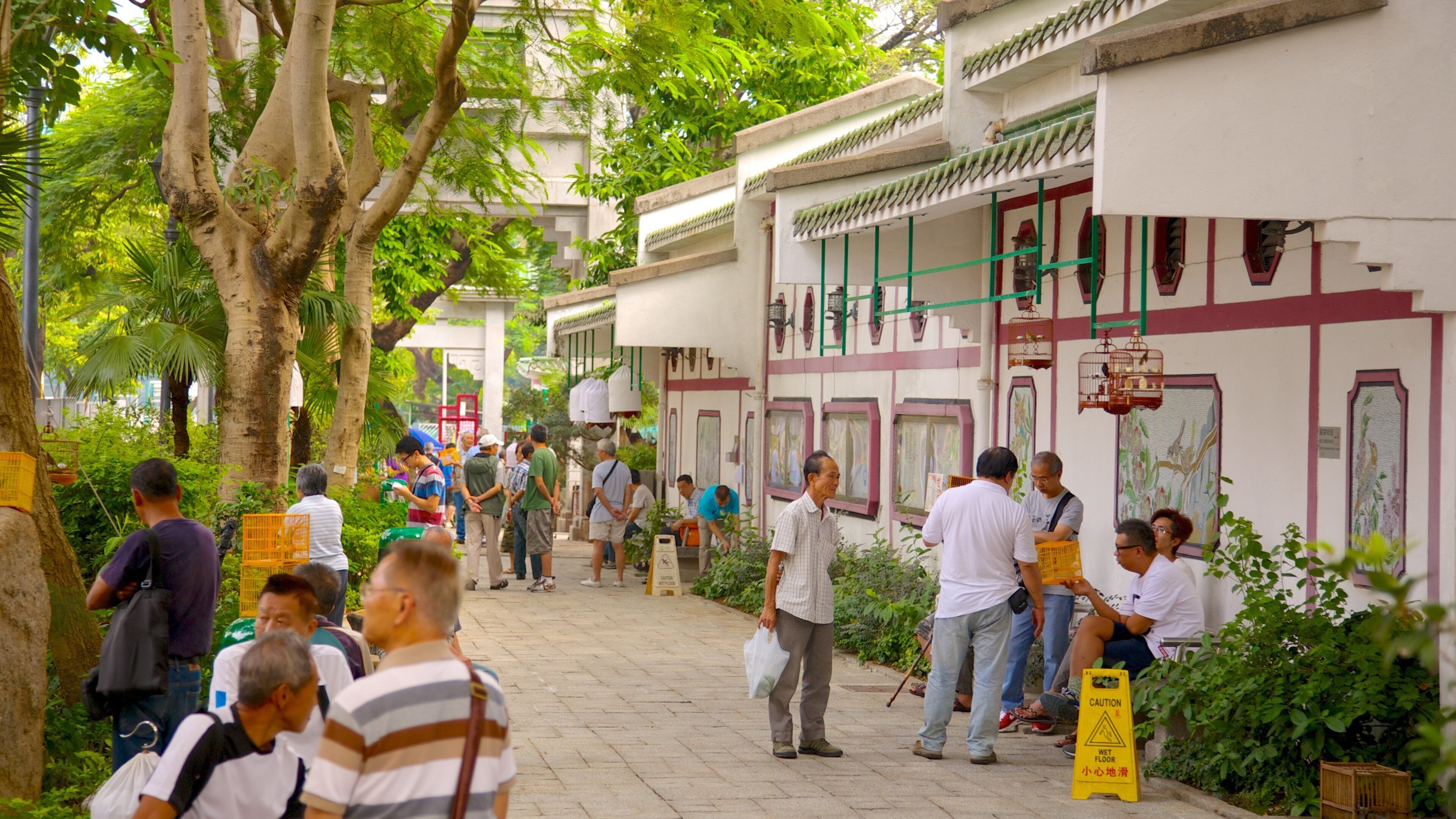 Yuen Po Bird Market as well as a large group of people