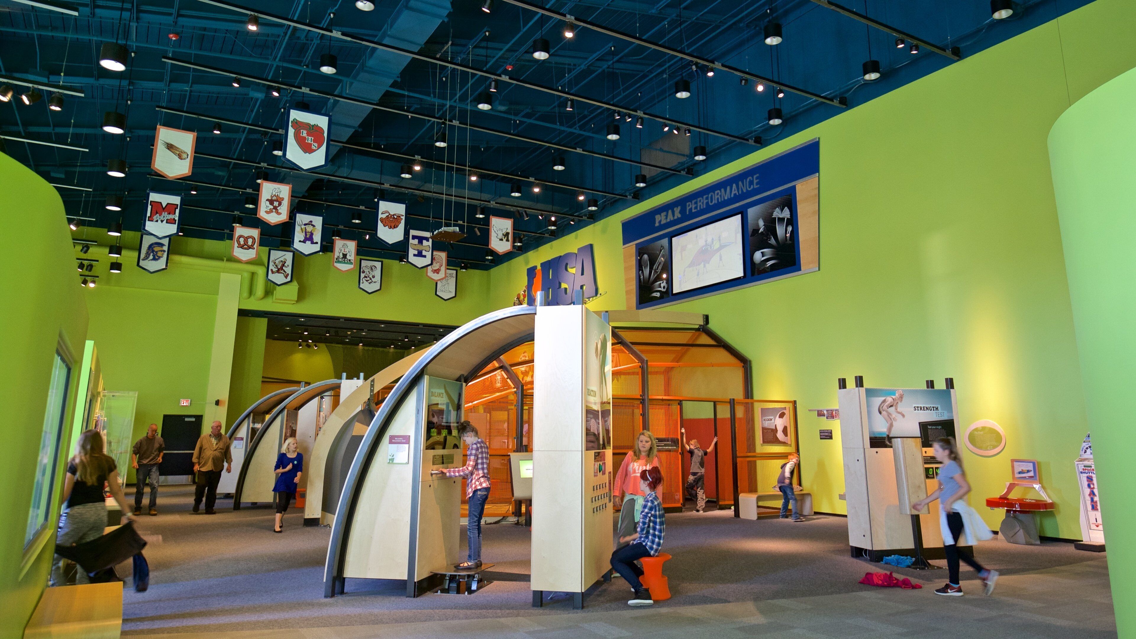 Peoria Riverfront Museum which includes interior views as well as children
