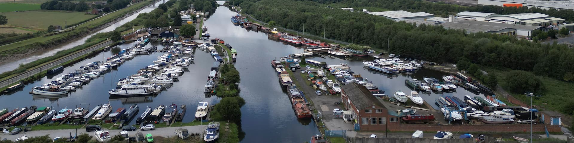 Aerial Photo of Goole UK showing Marina. Goole is a port town and civil parish on the River Ouse in the East Riding of Yorkshire, England.