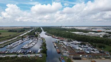 Aerial Photo of Goole UK showing Marina. Goole is a port town and civil parish on the River Ouse in the East Riding of Yorkshire, England.