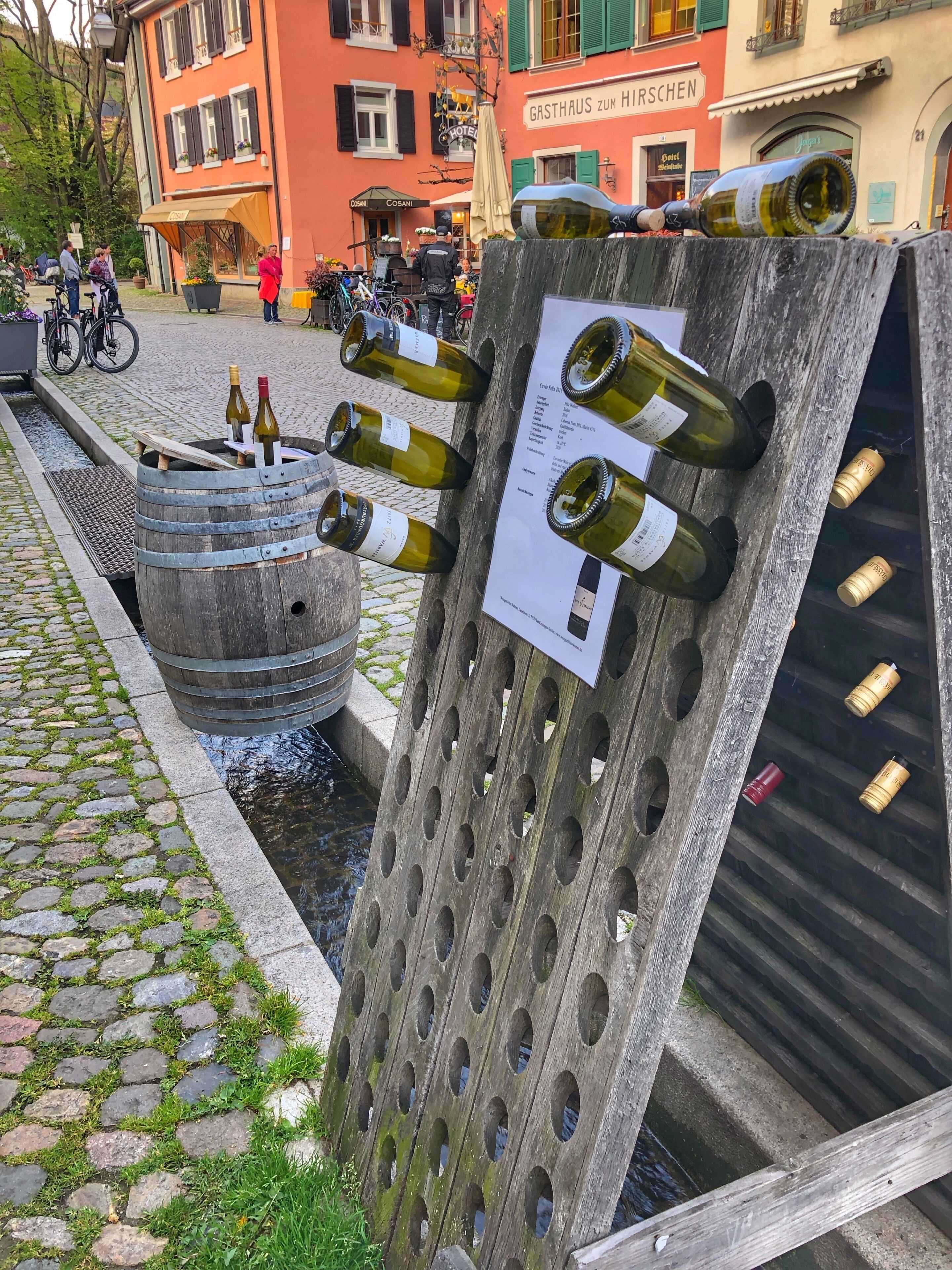 I love this little town about a 20 minute drive from Freiburg. 

This main pedestrian street has a small stream running down it and there are lots of cafes and shops to browse. We got some amazing Black Forest gateaux here from Cafe Decker.