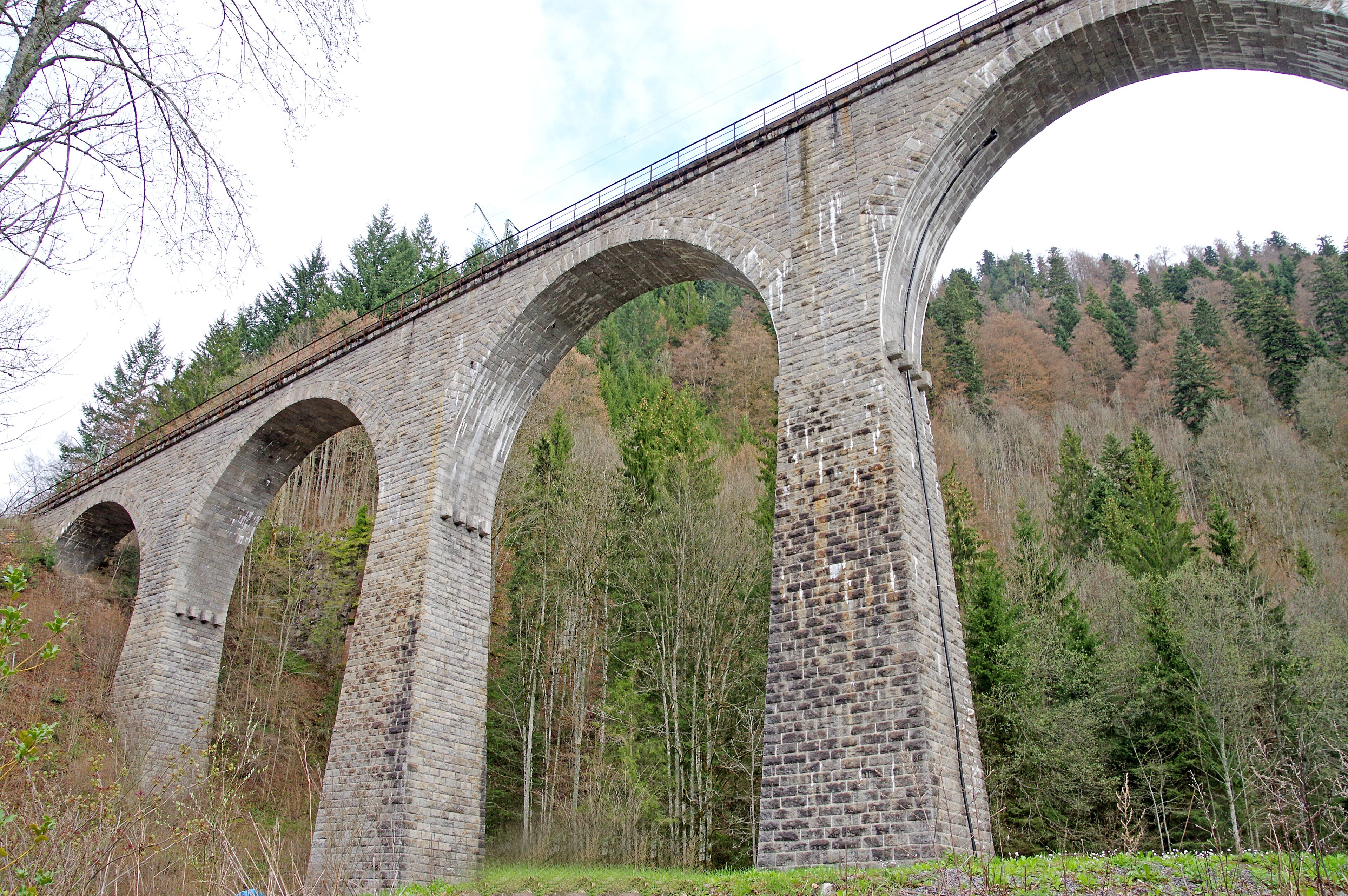 Train viaduct crossing a low area/stream
