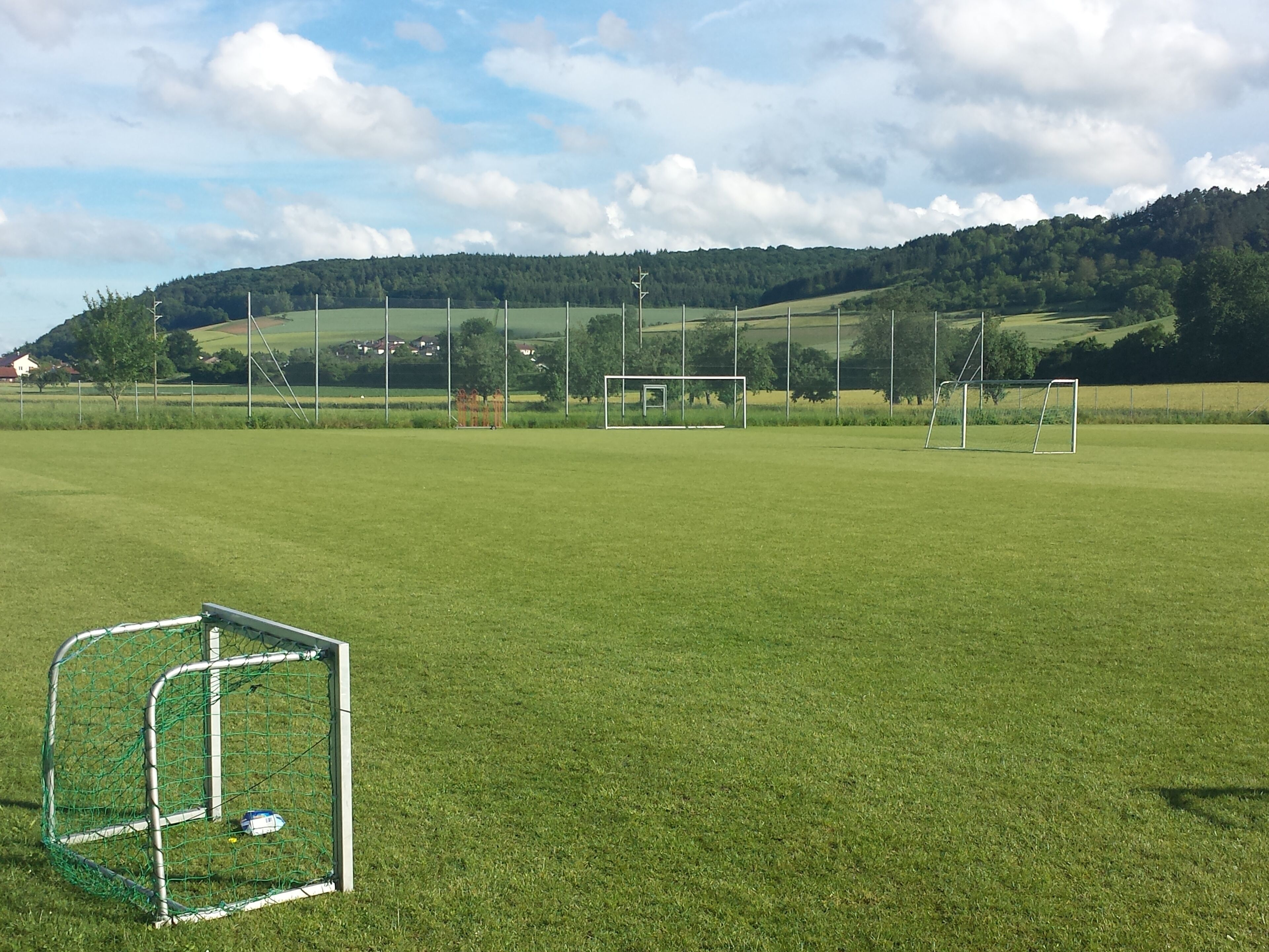 Blick auf einen Trainingsplatz des TSV Tauberbischofsheim. Der Trainingsplatz liegt am Taubertalradweg von Tauberbischofsheim nach Dittigheim.