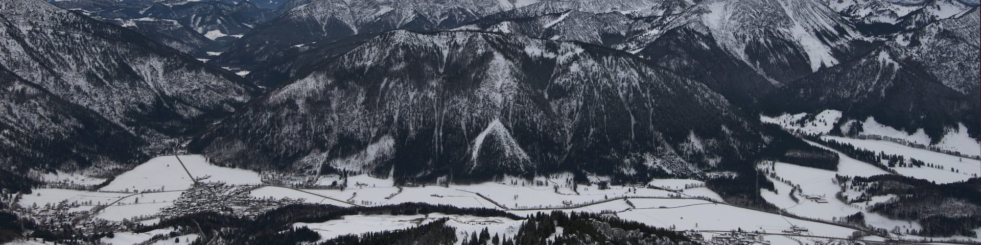 View from Wendelstein soutwards, on the left hand side: Bayrischzell