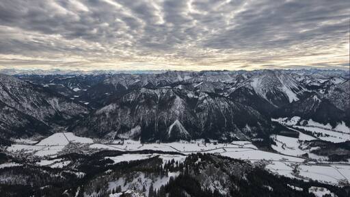 View from Wendelstein soutwards, on the left hand side: Bayrischzell