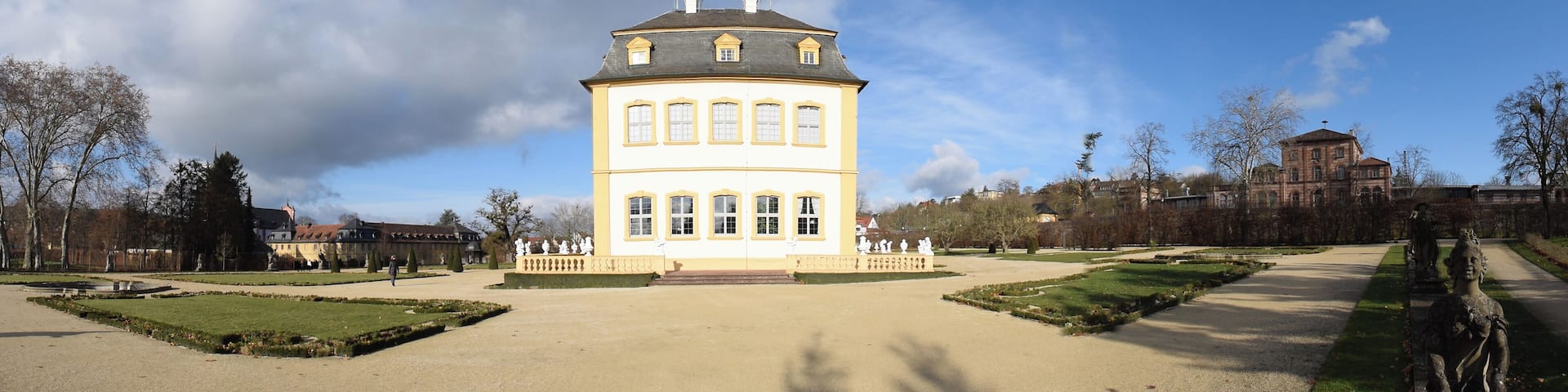Panorama Ratskeller, Schloss und Bahnhof Veitshöchheim