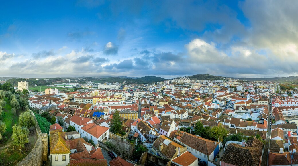 Aerial view of Torres Vedras town with colorful houses in Portugal
