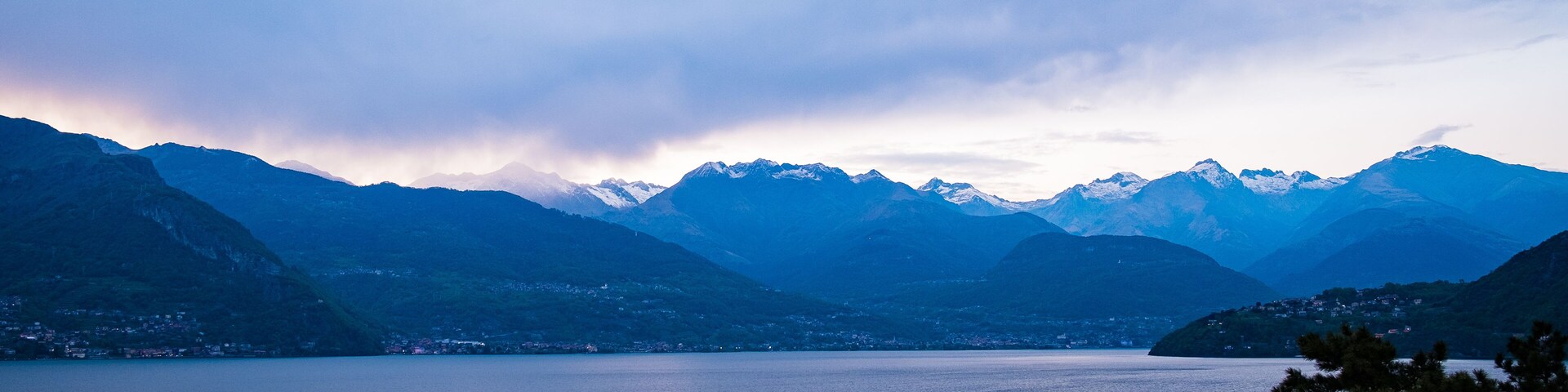 Scenery and landscape around lake Como in Northern Italy. A beautiful view over lake Como (Lago di Como) from Dervio town across the water.