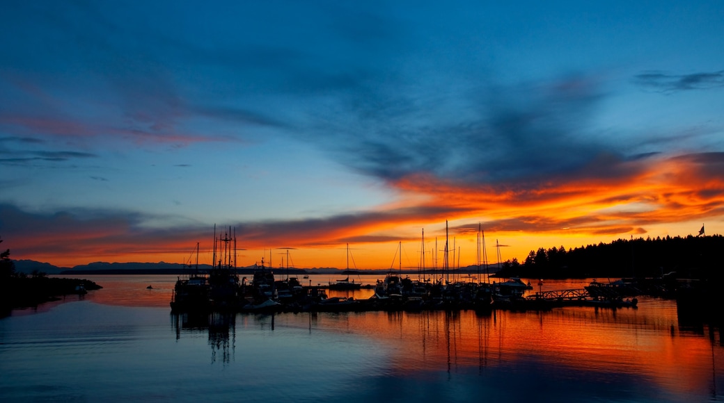 The Lund Harbor, Powell River, British Columbia, with a beautiful sunset and silhouette.