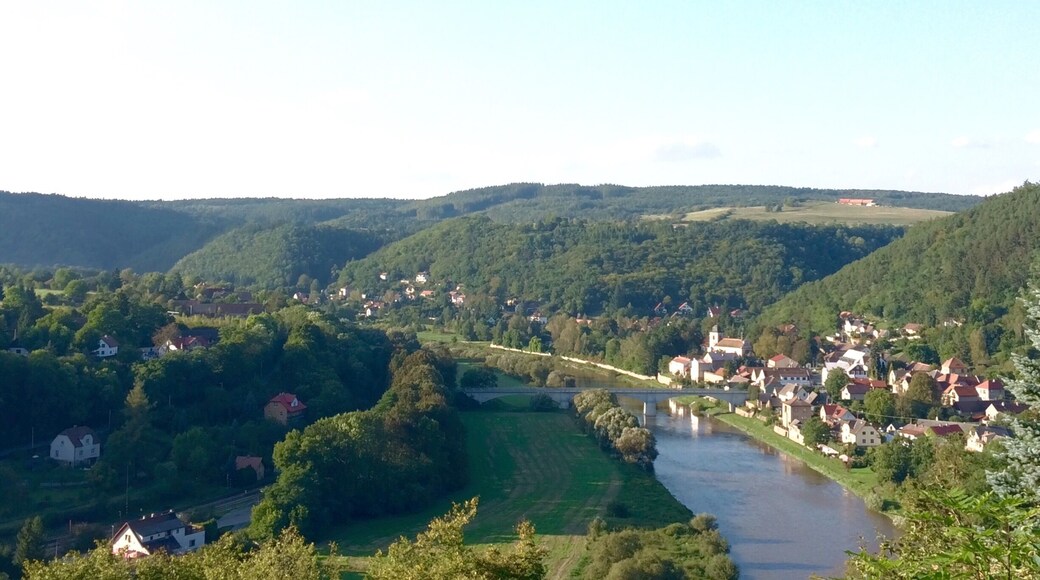 View of the Karlstejn village from the south entrance of the castle