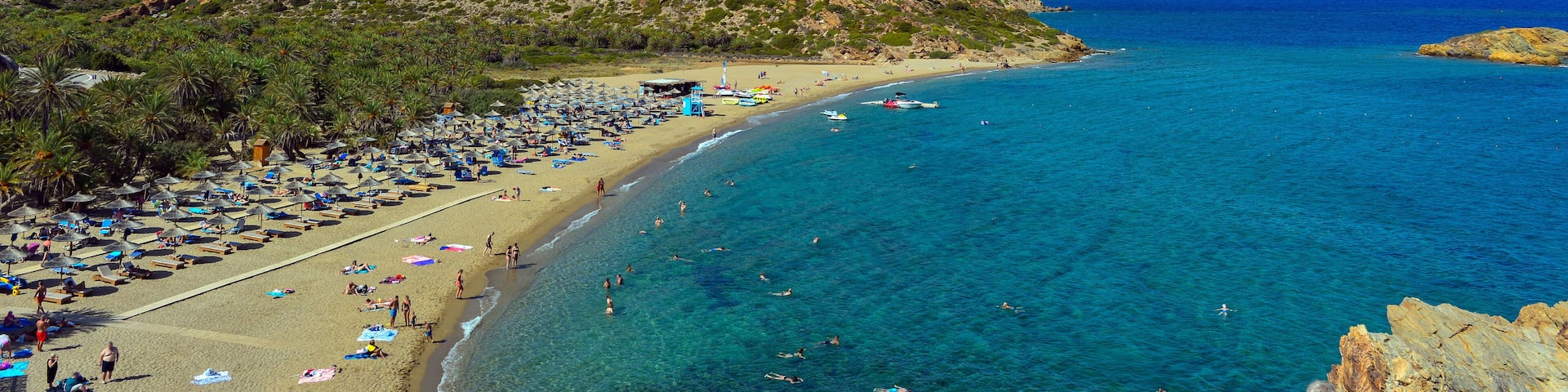 Palmenstrand von Vai an der Ostküste der griechischen Mittelmeerinsel Kreta