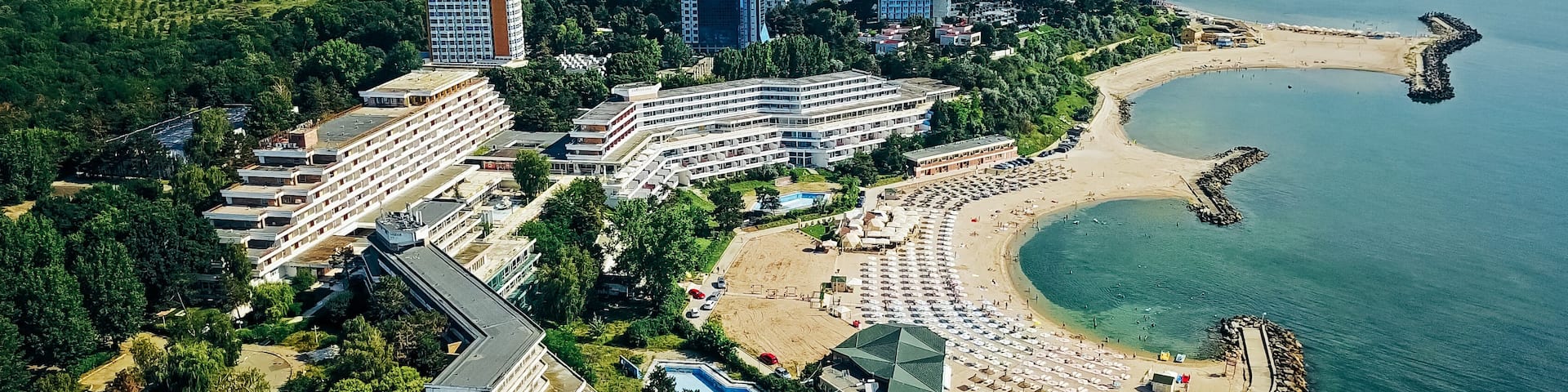 Aerial Drone View Of Neptun-Olimp Resort At The Black Sea In Romania