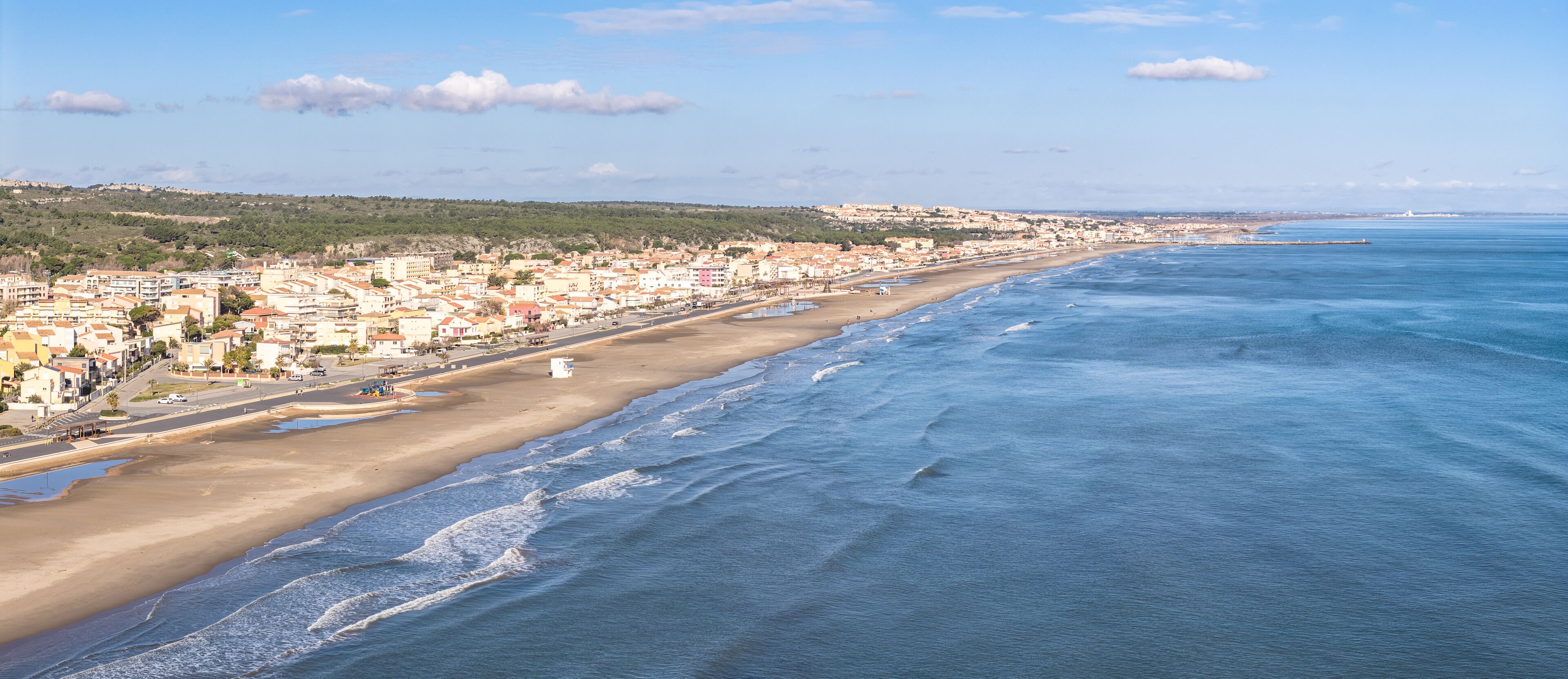 Panorama de Narbonne plage dans l'Aude en Occitanie (France)