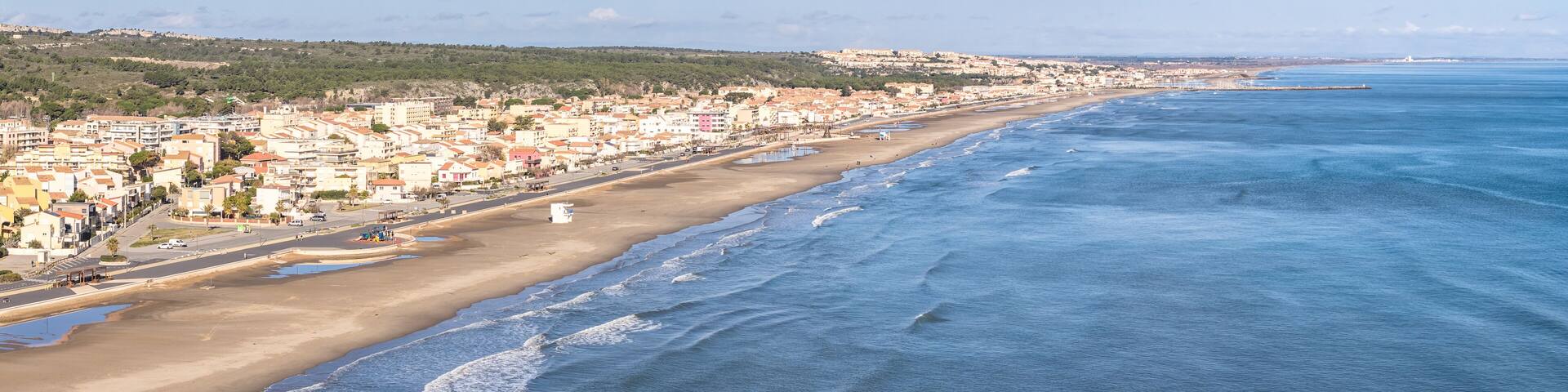 Panorama de Narbonne plage dans l'Aude en Occitanie (France)