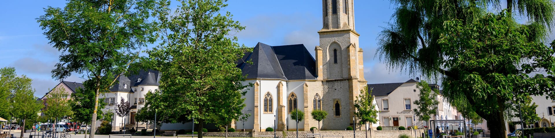 The Saints Peter and Paul church (Eglise Saints-Pierre-et-Paul) in Bertrange (also Bartreng or Bartringen), Luxembourg. 2021/06/29.