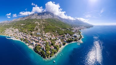 Famous Punta Rata beach with azure sea in Tucepi, Dalmatia, Croatia