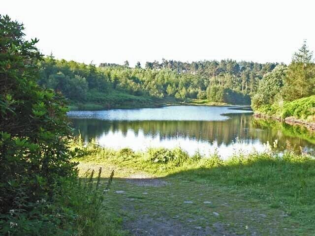 Green Hows Tarn. An artificial lake surrounded by woodland. Shown as "reservoir" on the 1940 map.