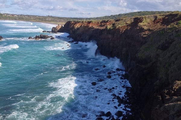 The cliffs of Pat Morton Lookout, Lennox Head, NSW. This is my favourite place in the Northern Rivers, as the sweeping meadow, high cliffs, pebbly beach and vast expanse of sea makes me feel I'm far away on an adventure.