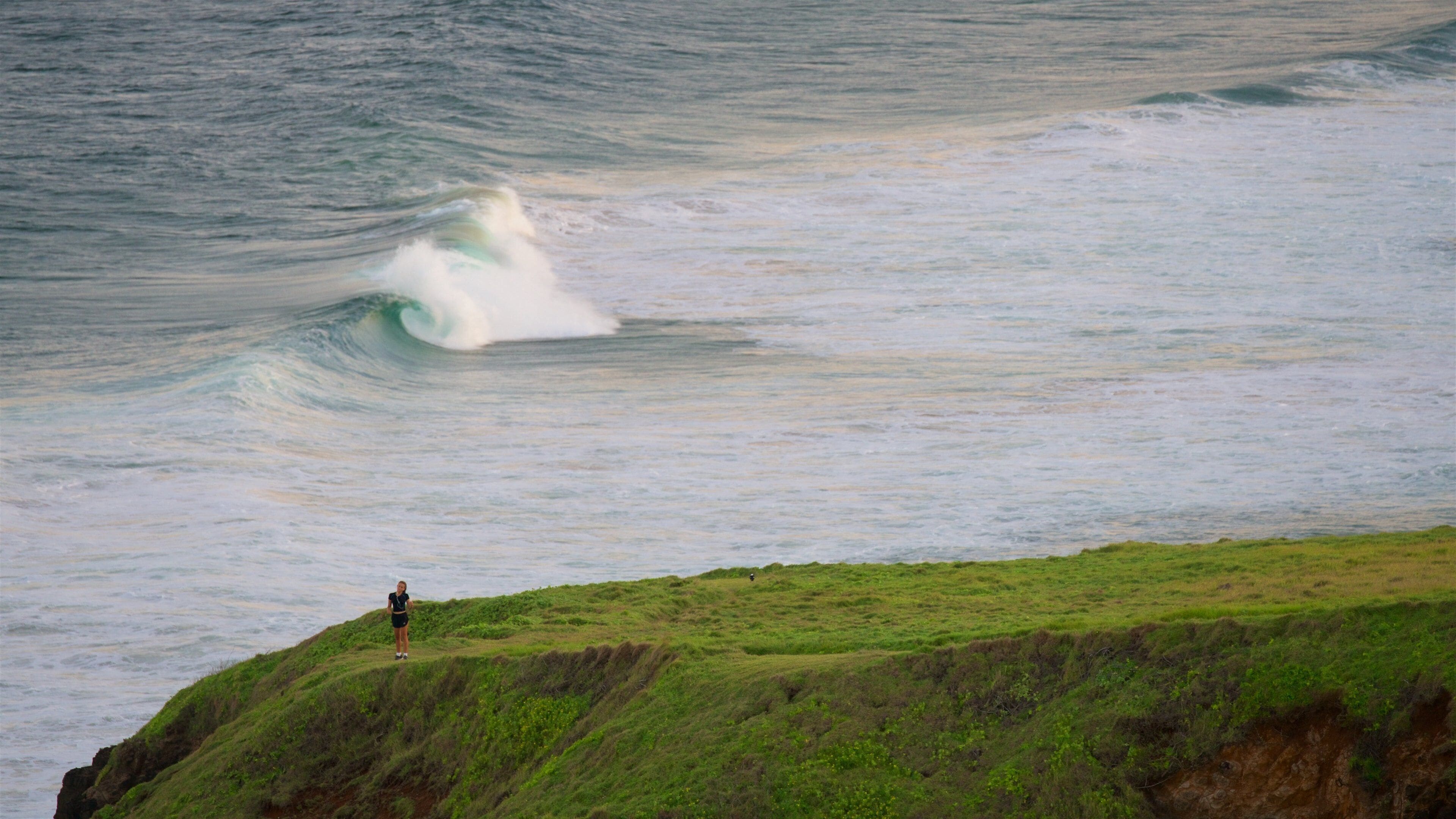 Lennox Head som viser klippelandskap, bukt eller havn og bølger