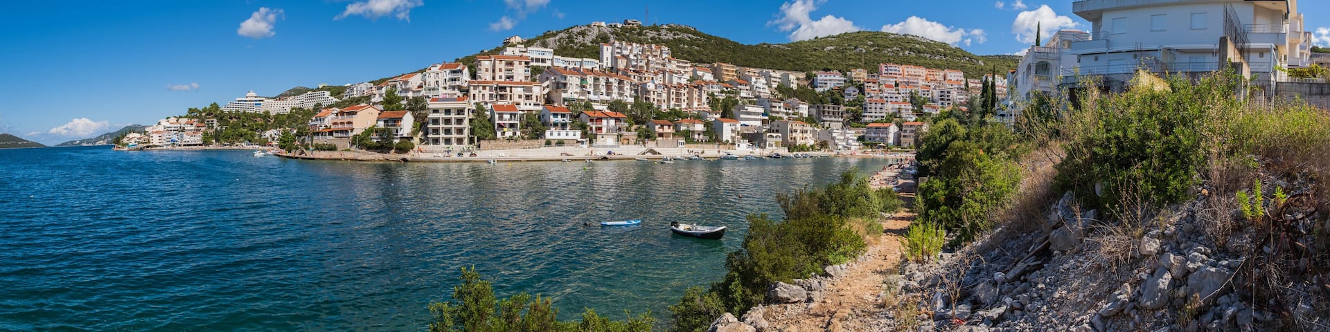 NEUM, BOSNIA AND HERZEGOVINA, a seaside resort on the Adriatic Sea, is the only coastal access in Bosnia and Herzegovina. Long exposure picture, september 2020
