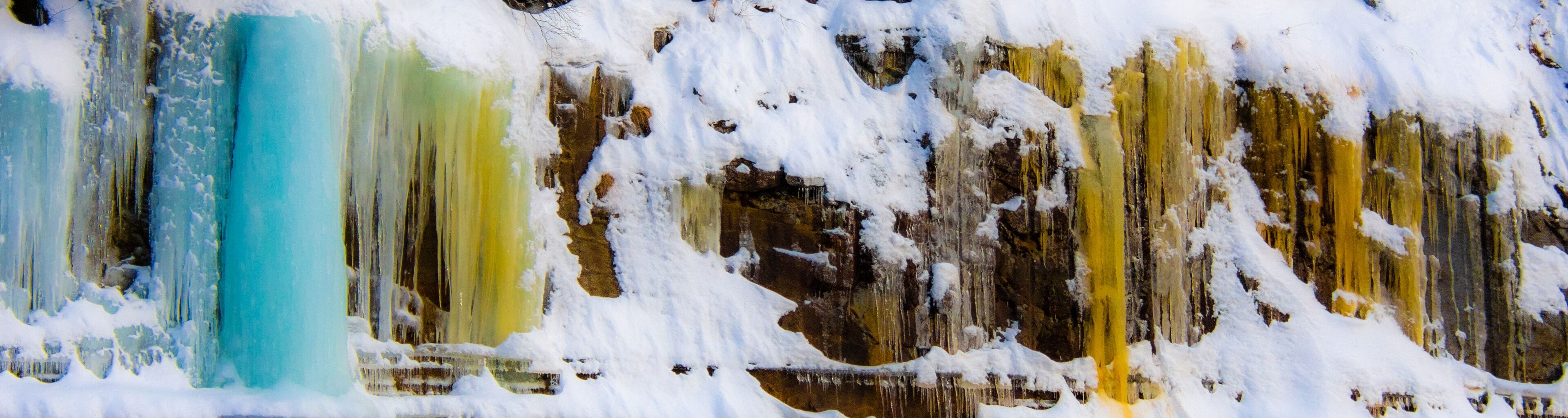   Wall of ice in a Canadian forest in Quebec