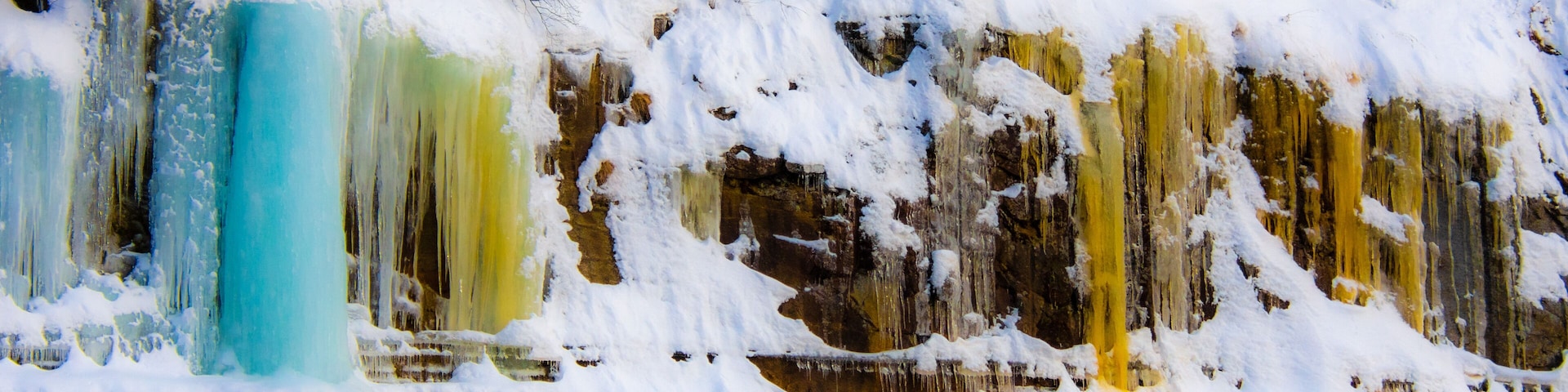 Wall of ice in a Canadian forest in Quebec