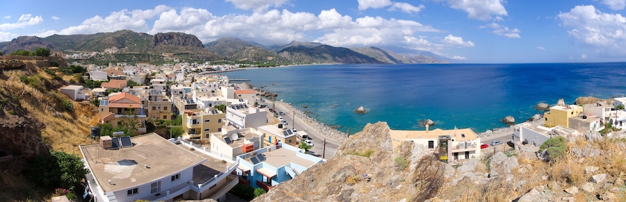 Panoramic cityscape of Paleochora, Crete, Greece