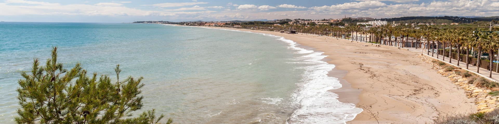 Mediterranean beach in Creixell,Costa Dorada,Catalonia,Spain.