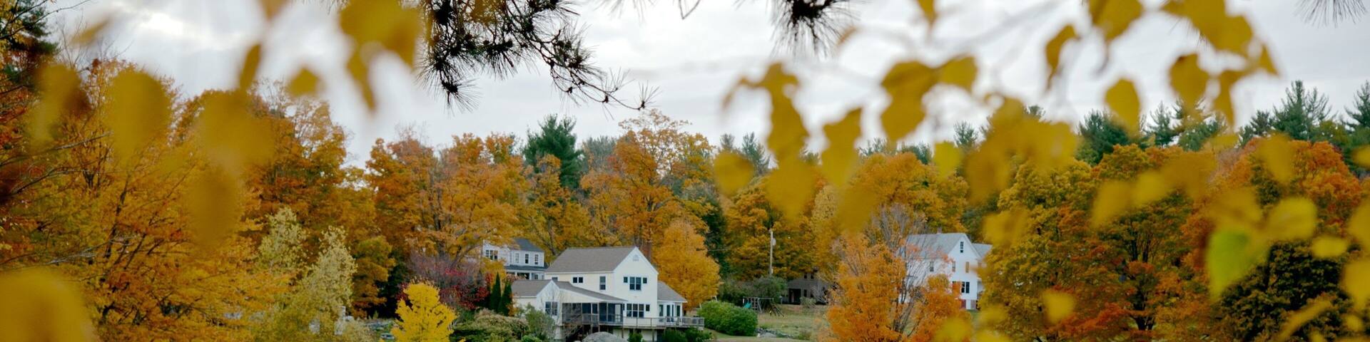 Hancock which includes fall colors and a lake or waterhole