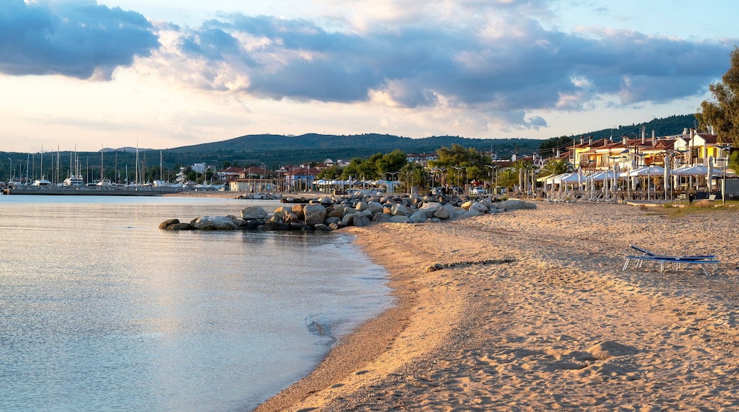Beach on the Aegean sea coast of Greece in Skala Fourkas