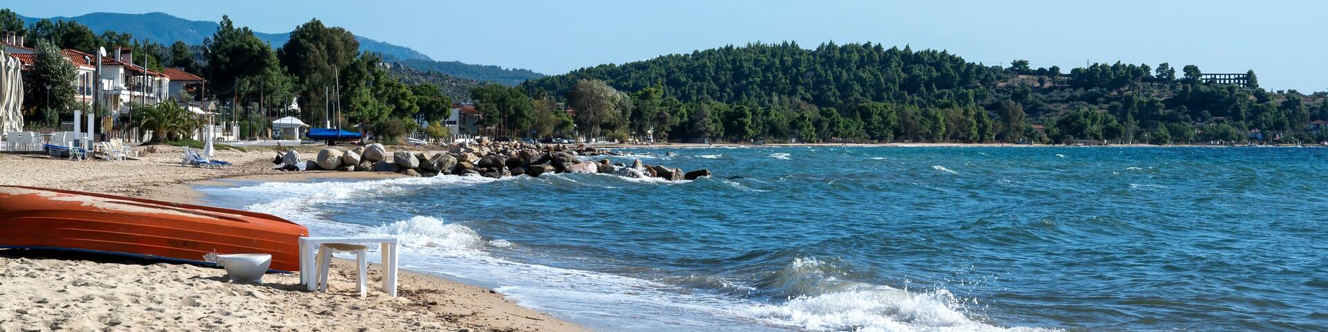 Beach on the Aegean sea coast of Greece