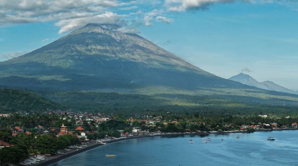 Panoramic View of Mount Agung and Amed Coastline in Bali