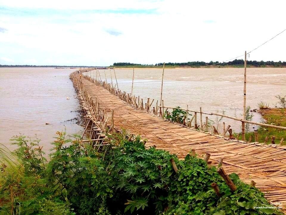 The bridge is made of solid bamboo structure (100%!) for locals to cross the Mekong River to Koh Paen Island. What's fascinating is that when the river rises, the bamboo bridge will disappear and when it recedes, the bridge will be built again by scratch. 

More stories: http://bit.ly/1z5fPDy