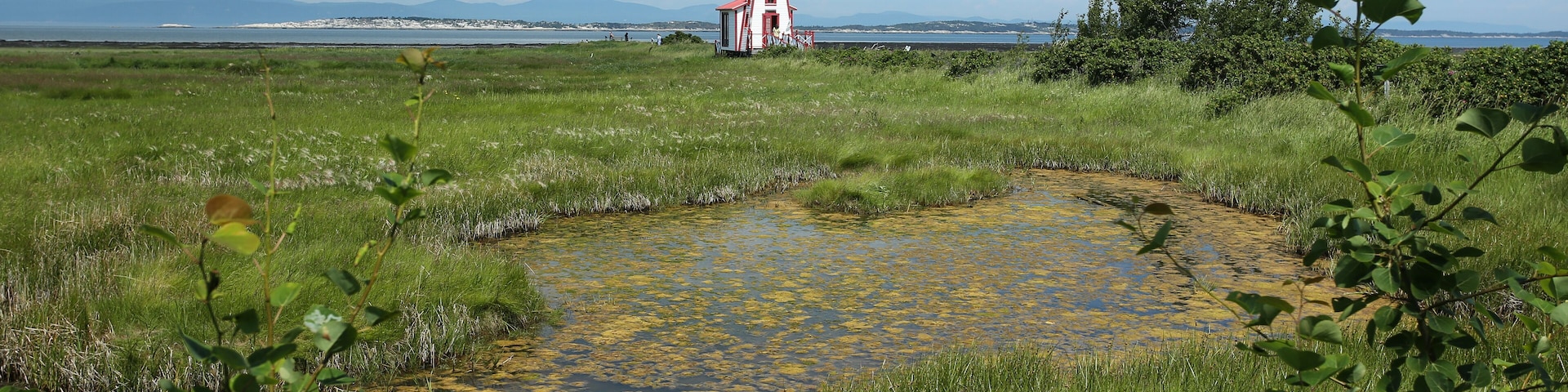Lighthouse by the Saint Lawrence river in Saint André de Kamouraska, Quebec, Canada