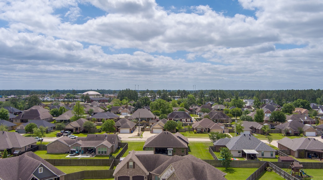 Aerial view of a neighborhood in Lumberton Texas