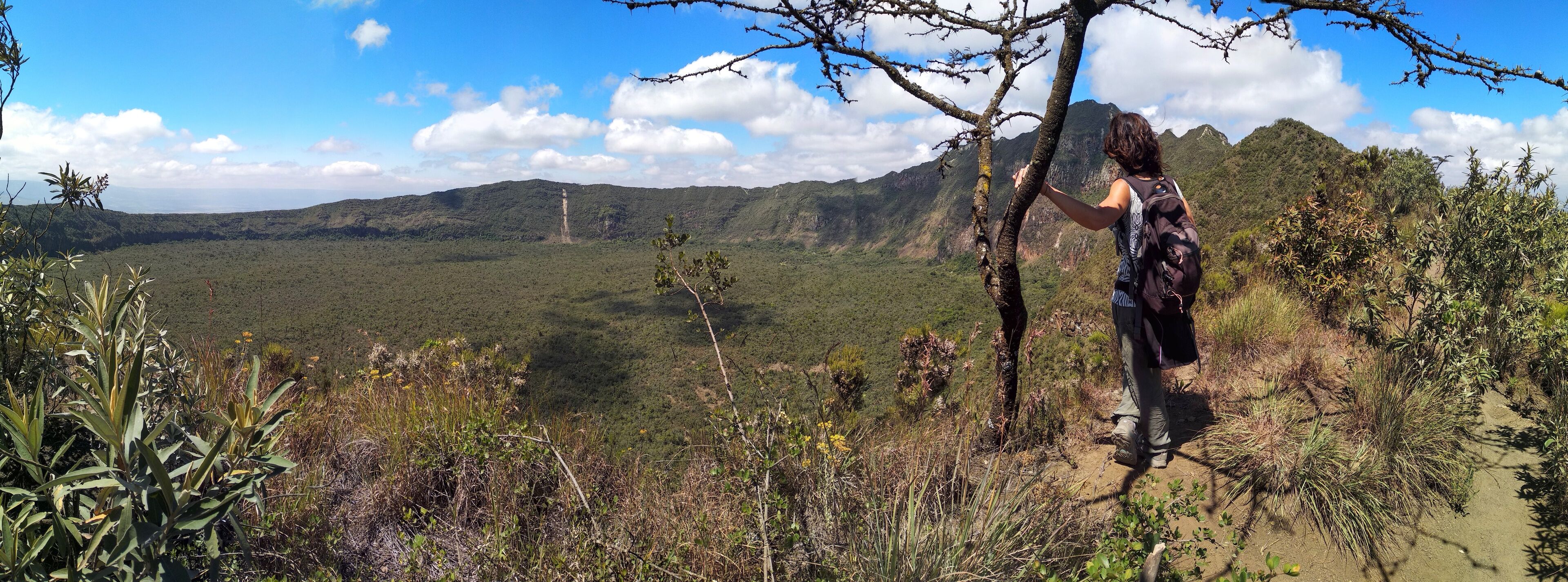 A woman tourist in Top of Naivasha volcano, Kenya