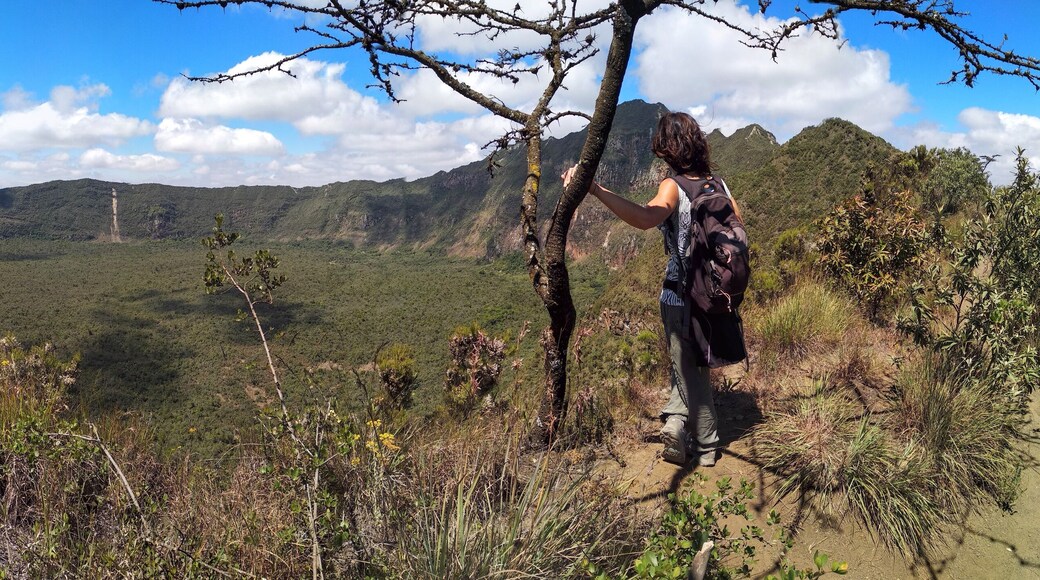 A woman tourist in Top of Naivasha volcano, Kenya