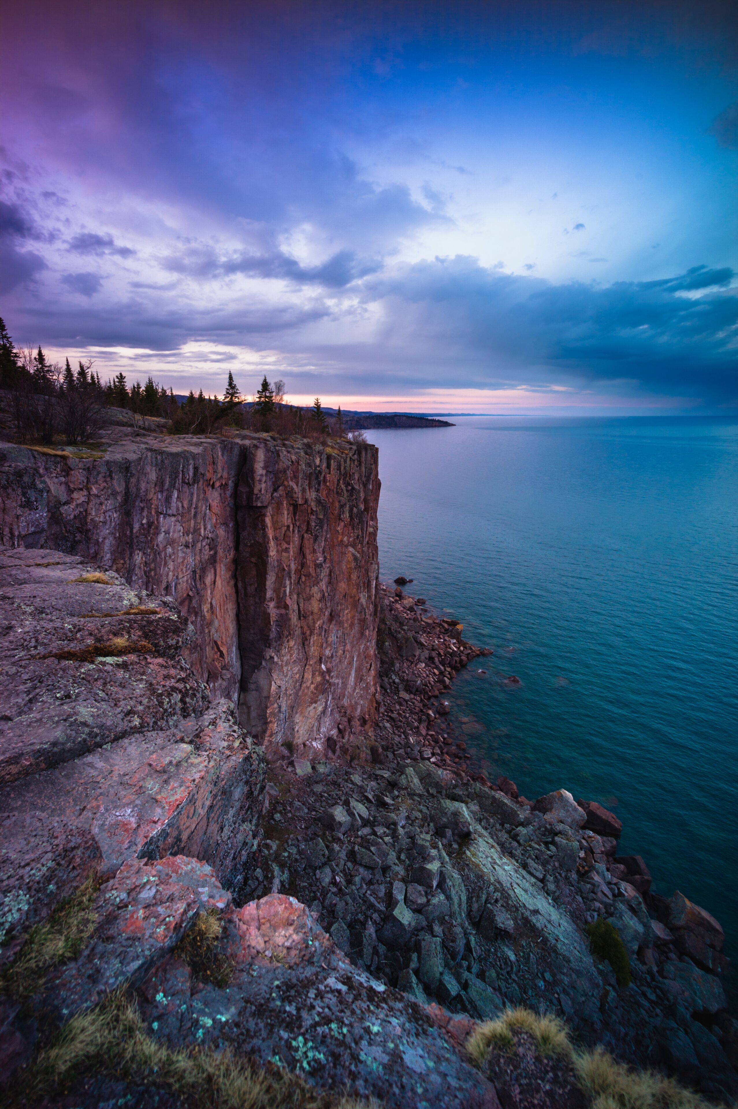 View of Palisade Head along Lake Superior during sunset