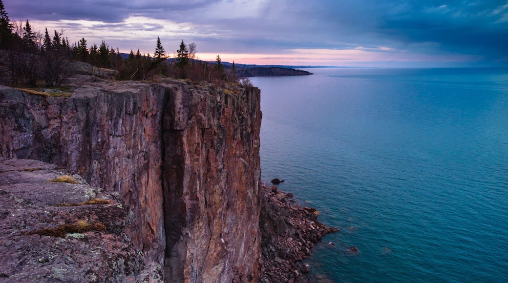 View of Palisade Head along Lake Superior during sunset