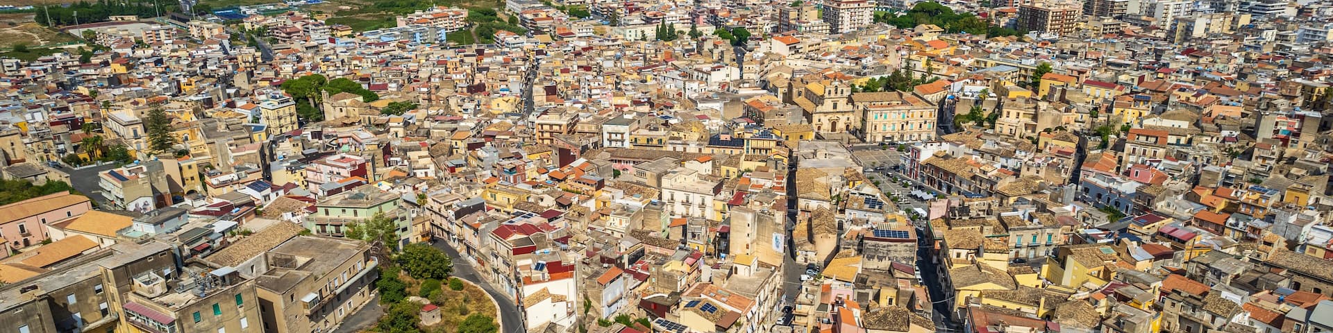 Aerial View of Lentini, Syracuse, Sicily, Italy, Europe