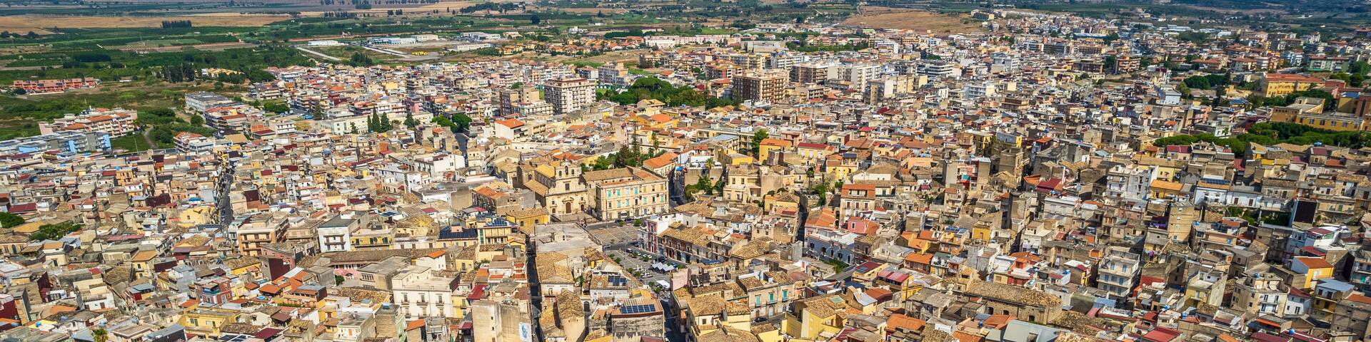 Aerial View of Lentini, Syracuse, Sicily, Italy, Europe