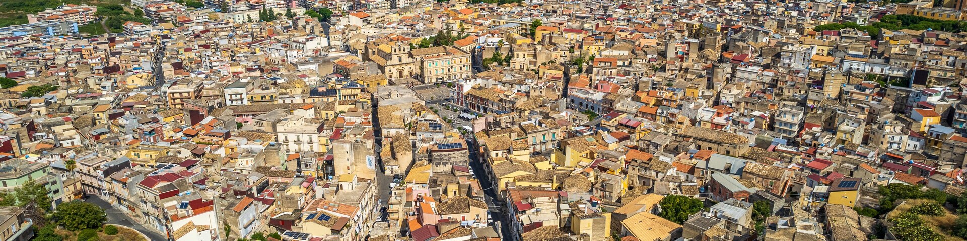 Aerial View of Lentini, Syracuse, Sicily, Italy, Europe