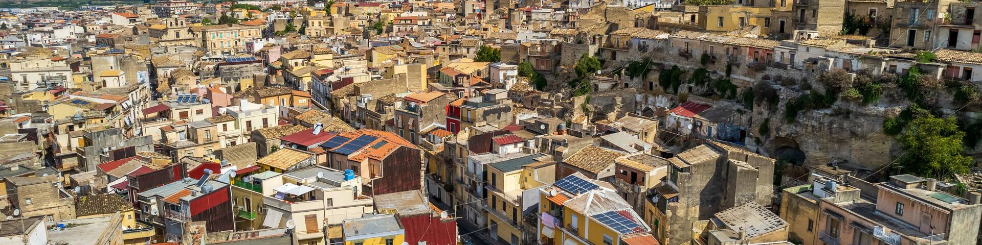 Aerial View of Lentini, Syracuse, Sicily, Italy, Europe