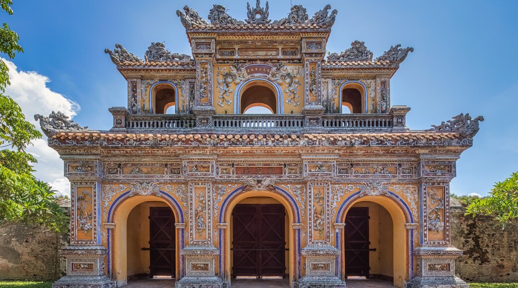 Wonderful view of the Dien Tho palace within the Citadel in Hue, Vietnam. Imperial Royal Palace of Nguyen dynasty in Hue.